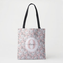 Bolso De Tela Elegante Rosa Jardín Monograma Rosa