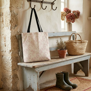 Bolso De Tela Elegante Rosa Roja Papel Chintz Monograma