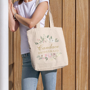 Bolso De Tela Elegante Rubor Floral Peony Gold Bridesmaid