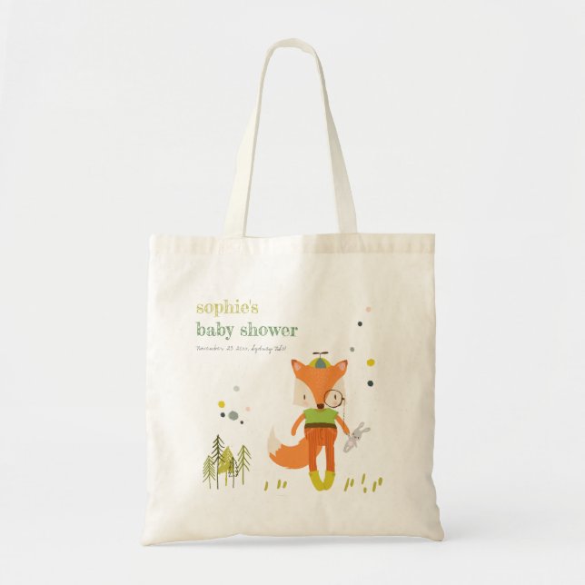 Bolso De Tela Elegante Rustic Cute Woodland Fun Fox Baby Shower (Frente)