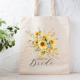 Bolso De Tela Elegante Rústica Acuarela Sunflower Floral Brida