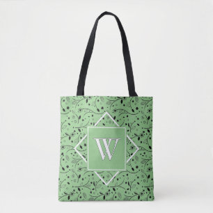 Bolso De Tela Elegante   Sage Green   Floral   MONOGRAM