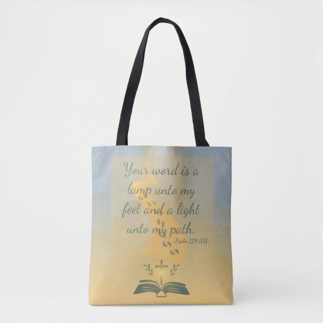 Bolso De Tela Elegante salmo acuático 119:105 (Anverso)