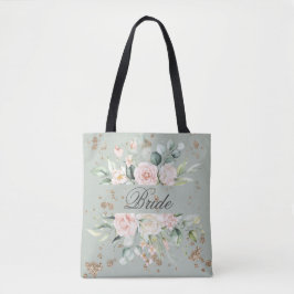 Bolso De Tela Elegante Salto de acuarela de novia dorada floral