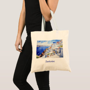 Bolso De Tela Elegante Santorini Grecia Escenario