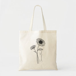 Bolso De Tela Elegante Script Aster September Nacimiento Flor No