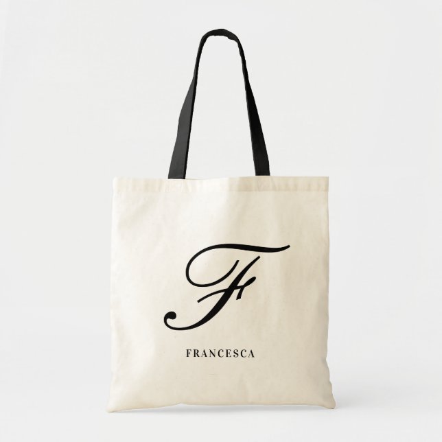 Bolso De Tela Elegante Script Monograma Personalizado Bridesmaid (Frente)