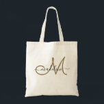 Bolso De Tela Elegante Script Monogramado Nombre moderno moda<br><div class="desc">Este bolso de tote monogramado presenta un monograma con un tipo de letra de escritura moderno. Personalízalo con su nombre y monograma.</div>