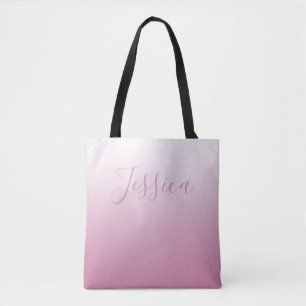 Bolso De Tela Elegante Script y rosa editable (cualquier color)