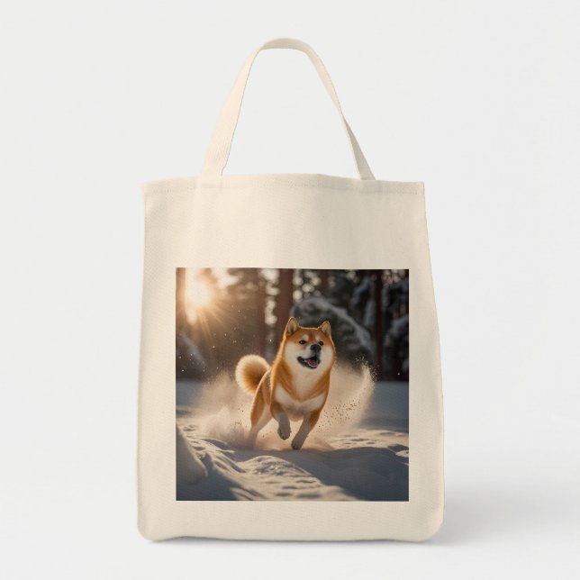 Bolso De Tela Elegante Shiba Inu Grocery Tote Bag (Frente)