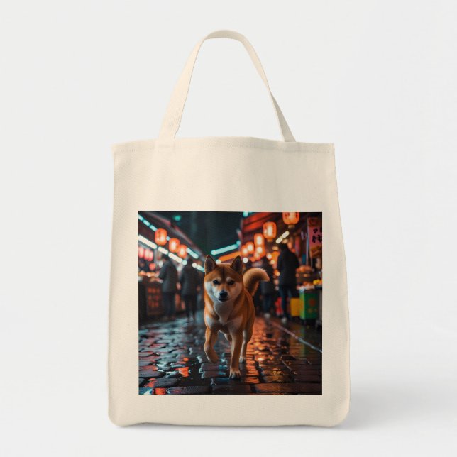 Bolso De Tela Elegante Shiba Inu Grocery Tote Bag (Frente)