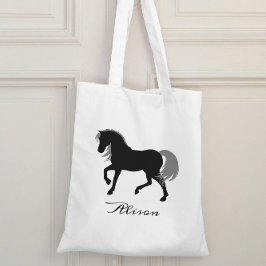 Bolso De Tela Elegante silueta animal personalizada caballo negr