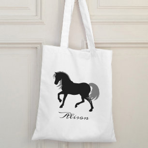 Bolso De Tela Elegante silueta animal personalizada caballo negr