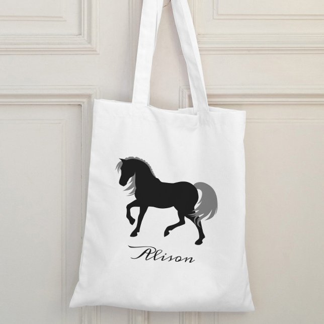 Bolso De Tela Elegante silueta animal personalizada caballo negr (Subido por el creador)