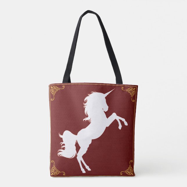 Bolso De Tela Elegante silueta blanca con bordes de oro de Unico (Reverso)