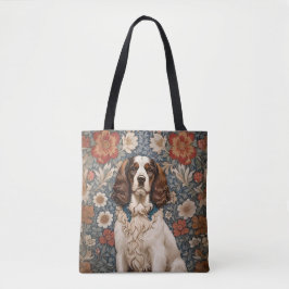 Bolso De Tela Elegante Spaniel sobre Fondo Floral