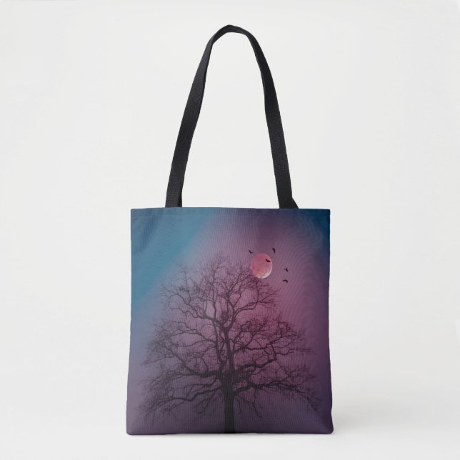 Bolso De Tela Elegante Spooky Halloween Theme Tree Moon Artwork (Anverso)