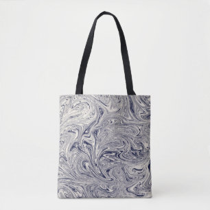 Bolso De Tela Elegante Swift De Mármol Azul Y Blanco