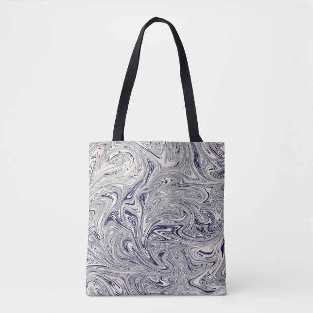 Bolso De Tela Elegante Swift De Mármol Azul Y Blanco (Anverso)
