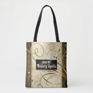 Bolso De Tela Elegante Swirls Damask Personalizable Textos