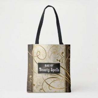 Bolso De Tela Elegante Swirls Damask Personalizable Textos