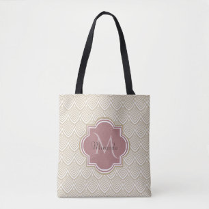 Bolso De Tela Elegante Tan Arcos Vieiras Mauve Monograma Nombre