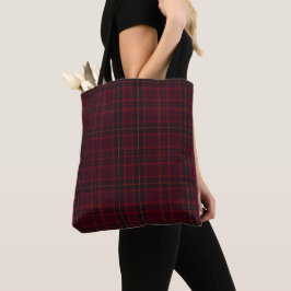 Bolso De Tela Elegante Tartán Burgundy