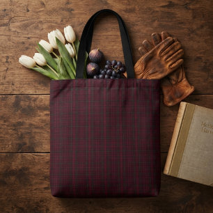 Bolso De Tela Elegante Tartán Burgundy