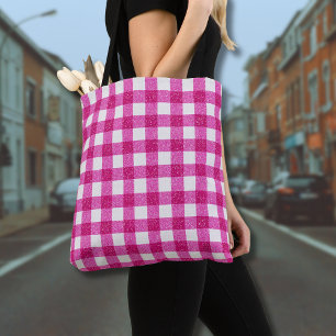 Bolso De Tela Elegante Tartán de Purpurina Rosa de San Valentín