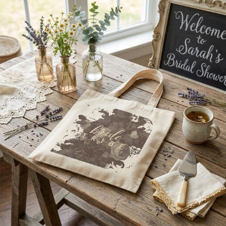 Bolso De Tela Elegante Tipografía Boho Chic Floral Despedida de