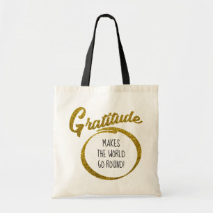 Bolso De Tela Elegante tipografía de gratitud Purpurina Gold re
