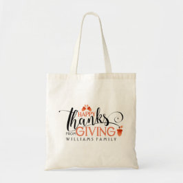 Bolso De Tela Elegante tipografía Diseño feliz Día de Acción de 