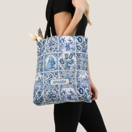 Bolso De Tela Elegante toile floral de Blue country