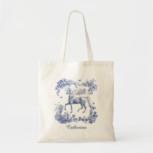 Bolso De Tela Elegante Toile Vintage Azul Caballo País