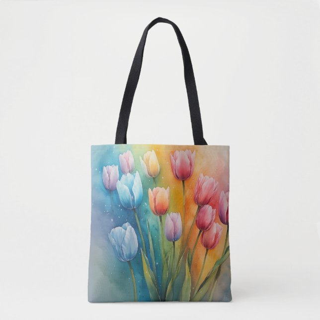 Bolso De Tela Elegante Tote acuático Tulips (Anverso)