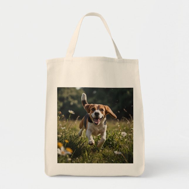 Bolso De Tela Elegante Tote Beagle Grocery (Frente)
