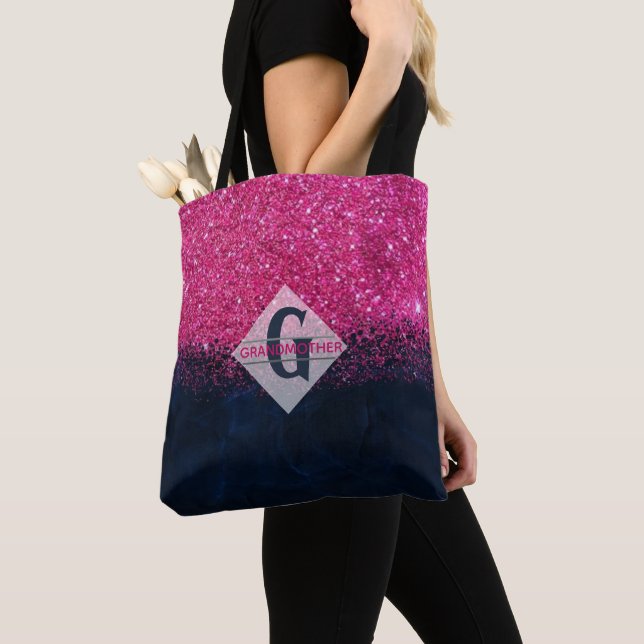 Bolso De Tela Elegante Tote de ABUELA Monogramado (Detalle)