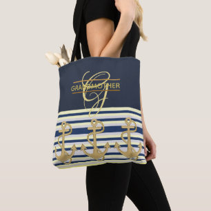 Bolso De Tela Elegante Tote de ABUELA Monogramado