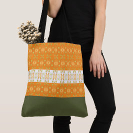Bolso De Tela Elegante Tote de compras en verde y Naranja