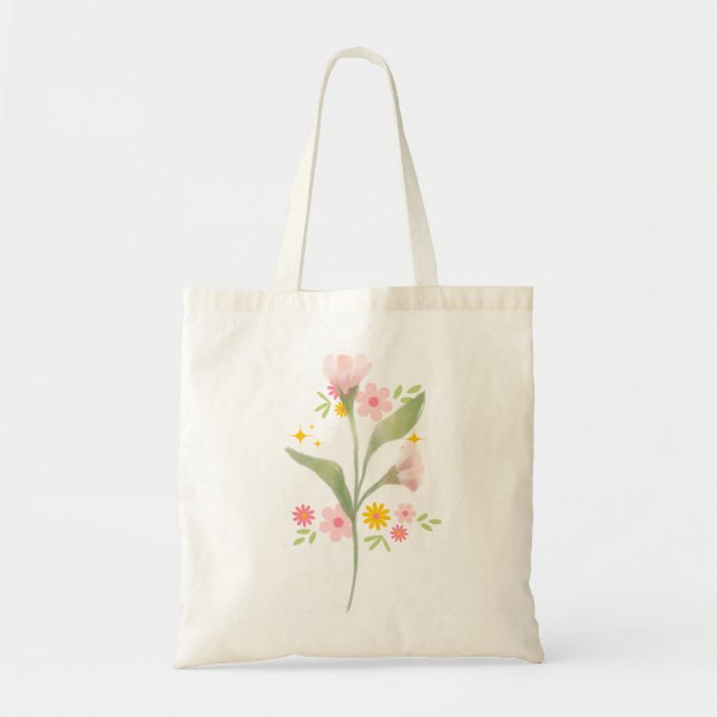 Bolso De Tela Elegante Tote De Flores Ecológicas (Frente)