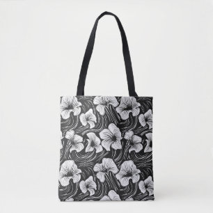 Bolso De Tela Elegante Tote Orgánico Blanco y Negro con forma de