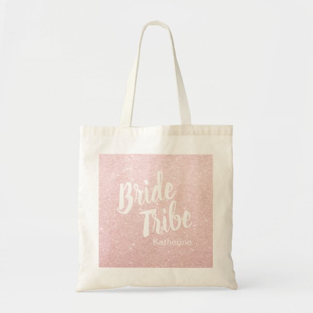 Bolso De Tela Elegante tribu de novios rosa de bonito purpurina  (Frente)