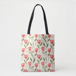 Bolso De Tela Elegante Tulipán Botánico Cuto Rosa