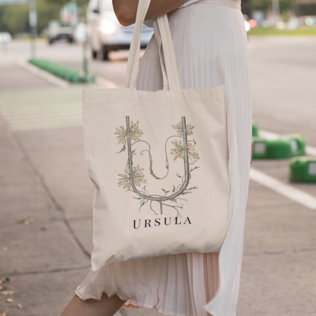 Bolso De Tela Elegante Uva Ursi Flores 'U' Monograma Nombre pers (Subido por el creador)