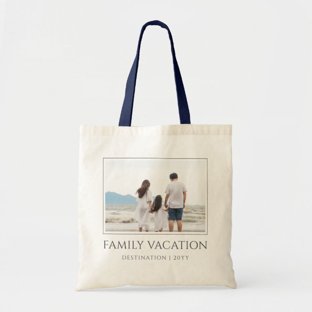 Bolso De Tela Elegante vacaciones familiares | Foto de viaje fam (Frente)
