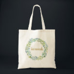 Bolso De Tela Elegante vegetación Eucalyptus Wreath Tote Bag<br><div class="desc">Un elegante eucalipto botánico coronó la bolsa de tetas. Personalízalo por ti mismo o por un regalo. Diseñado para ti por Blackberry Boulevard.</div>