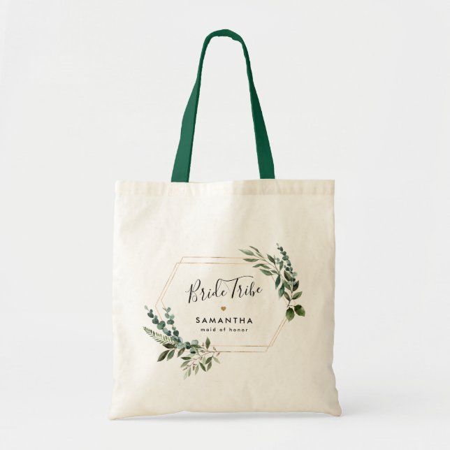 Bolso De Tela Elegante vegetación geométrica deja fiesta nupcial (Frente)