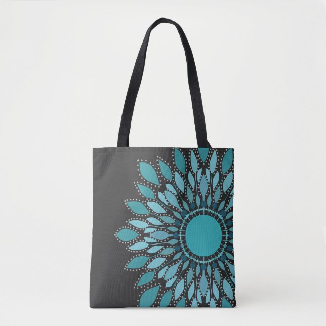 Bolso De Tela Elegante Verde azulado Lotus Flower Mandala (Anverso)