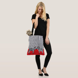 Bolso De Tela Elegante y bellas rayas negras de cebra Rojo