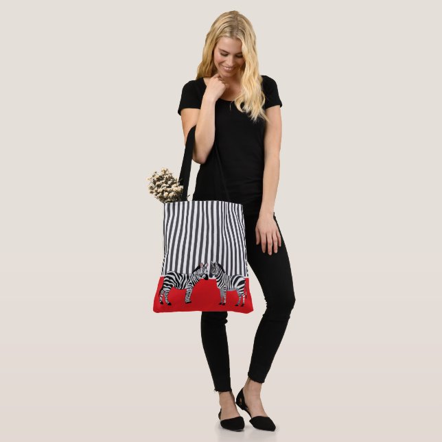 Bolso De Tela Elegante y bellas rayas negras de cebra Rojo (Puesto)